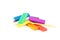 Bright soft plasticine and plastic knife isolated