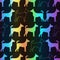 Bright spectrum seamless pattern of dog