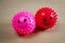 Bright, spiked rubber balls for pets