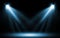 Bright spotlights in darkness. Professional stage equipment