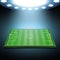 Bright spotlights illuminated soccer field