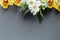 Bright spring bouquet flowers gray background