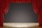 Bright Stage With Red Velvet Theater Curtains and grey Background. 3d rendering