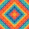 Bright stained glass mosaic background. Seamless pattern with kaleidoscope geometric print. Mexican thread craft motif