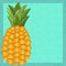 Bright summer banner with pineapple. Blue background with texture. Template for creating advertising, post, flyer