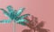 Bright summer colourful palm tree tropical background. 3D Rendering