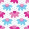 Bright summer daisy flower bloom seamless pattern. Stylized retro floral all over print. Pretty 1950s blue pink feminine fashion