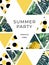 Bright summer hawaiian design with tropical plants, palm leaves and geometric hand darwn textures. Vector template for