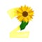 Bright Summer Number with Sunflower Vector Illustration