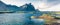 Bright summer panorama of Stokksnes headland on southeastern Icelandic coast. Beautiful evening view of Iceland, Europe. Instagram