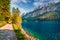 Bright summer scene of Vorderer  Gosausee  lake. Picturesque morning view of Austrian Alps, Upper Austria, Europe. Traveling
