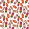 Bright summer seamless pattern of ice cream collection.