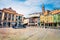 Bright summer view of Tartini Square in old town Piran. Splendid spring morning of Slovenia, Europe. Traveling concept background