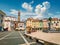 Bright summer view of Tartini Square in old town Piran. Splendid spring morning of Slovenia, Europe. Traveling concept background