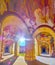 The bright sunbeam throught the arcades of the cloister gallery in Loreta of Prague, Czechia