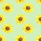 Bright sunflower. Seamless pattern. Hand drawn watercolor illustration. Texture for print, fabric, textile, wallpaper.