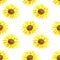 Bright sunflower. Seamless pattern. Hand drawn watercolor illustration. Texture for print, fabric, textile, wallpaper.