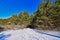 Bright Sunlit Valley in the Snow into a Dark Forest at Chapel Gorge Trail