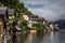 Bright sunny houses in Hallstatt, Austria.