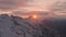 Bright sunrise and Black pyramid at Aibga ridge aerial view