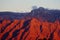 Bright sunset color on the Sandia Mountains of New Mexico