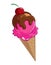 Bright , sweet design element. Cherry ice cream.