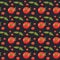 Bright tomato texture seamless digital pattren on a black background. Print for banners, wrapping paper, posters, cards, invitatio