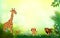 Bright tropical background with cartoon; jungle; animals;