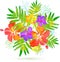 Bright tropical flowers vector summer bouquet