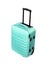 Bright turquoise travel suitcase isolated on white