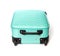Bright turquoise travel suitcase isolated on white background