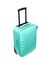 Bright turquoise travel suitcase isolated on white background