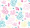 Bright underwater seamless pattern with beautiful corals. Vector backdrop.