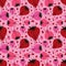 Bright Valentines Day seamless pattern with freaky hearts.