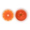 Bright vector set of colorful half, slice and segment of juicy orange. Fresh Realistic oranges on white background