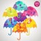 Bright vector umbrellas set