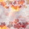 Bright vibrant autumn background with maple leaves silhouettes on the watercolor backdrop. Place for text, copyspace. Square illus