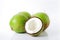 A bright and vibrant stock photo of fresh Coconuts on a pristine white background