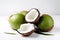 A bright and vibrant stock photo of fresh Coconuts on a pristine white background