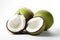 A bright and vibrant stock photo of fresh Coconuts on a pristine white background