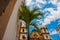 Bright view of Pelourinho in Salvador, Brazil, dominated by the large colonial Cruzeiro de Sao Francisco Christian stone cross in