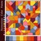 Bright Warm Harmonious Color Palette with Geometric Composition of Orange, Red, Yellow, Grey Figures