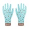 Bright warm multicolored gloves of blue color. Gloves to protect your hands in cold weather. Gardening gloves. A means