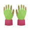 Bright warm multicolored gloves. Gloves to protect your hands in cold weather. Gardening gloves. A means of protecting