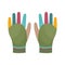 Bright warm multicolored gloves. Gloves to protect your hands in cold weather. Gloves for gardening. A means of