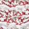 Bright watercolor christmas seamless pattern with funny winter village.