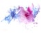 Bright watercolor pink and blue stain drips. Abstract illustration on a white background