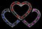 Bright Web Mesh Triple Love Hearts with Glare Spots