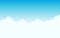 Bright white clouds on top blue sky landscape vector background illustration