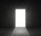 Bright white light shines from door in dark room. Dream, success, opportunity. concept business